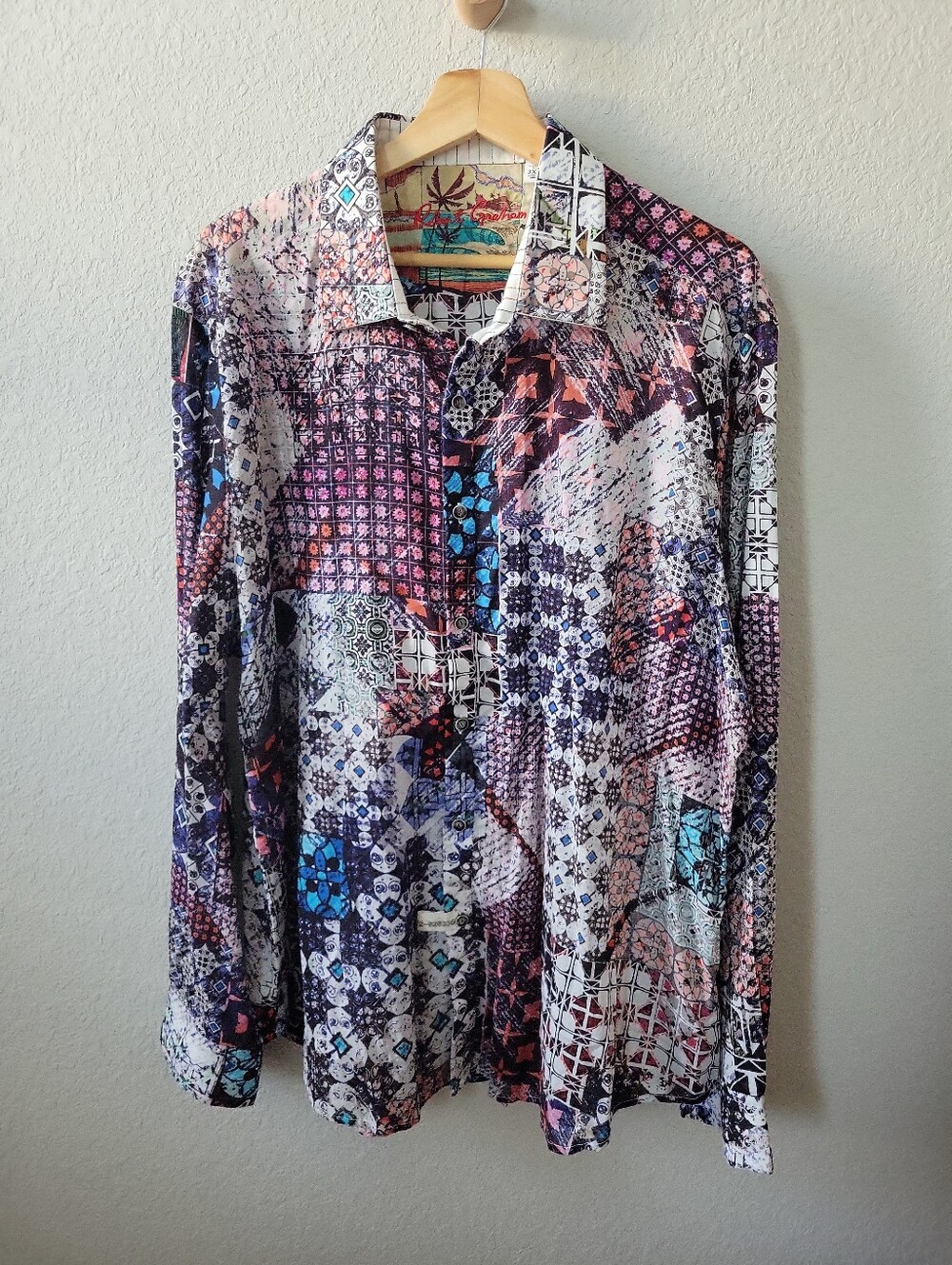 Robert Graham Patch Work  Long Sleeve Shirt. Size 3XL Classic Fit